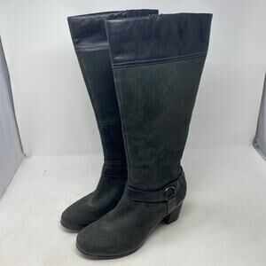 Clarks Knee High Boots Black Leather Riding Boots Womens Size 8.5